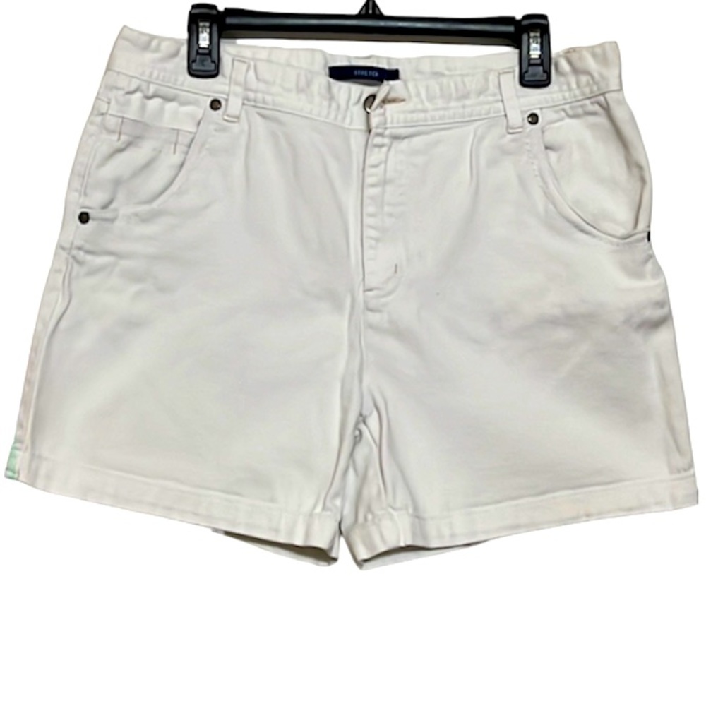 🌞 Bill Blass vintage white shorts pockets elastic waist band stretch women 12